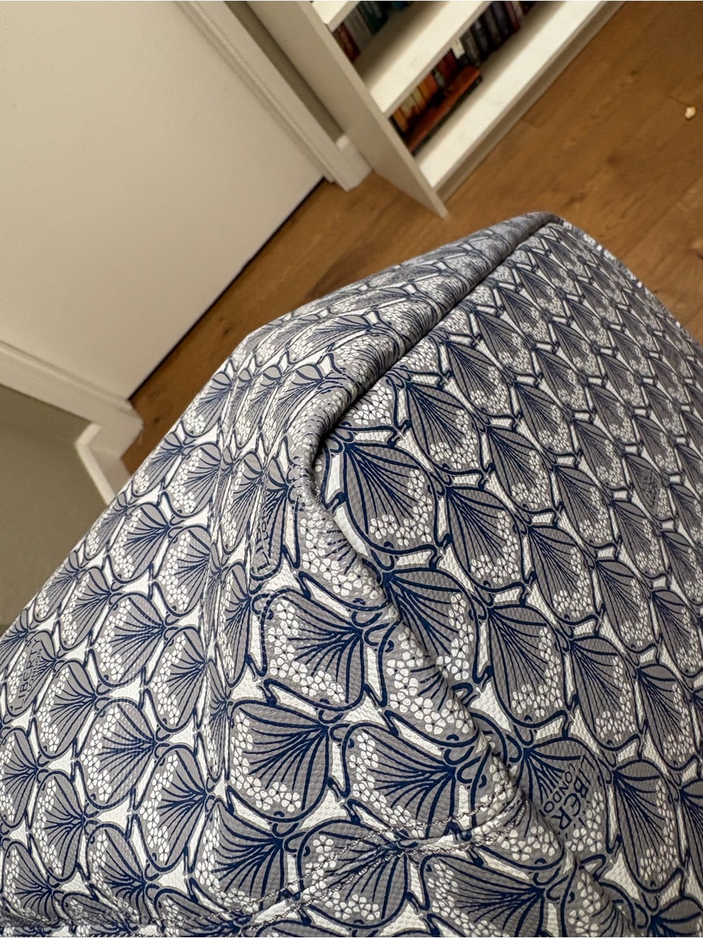 Liberty of London Iphis Gray Pattern Tote with Navy Pattern and Purple Interior - Picture 5 of 12